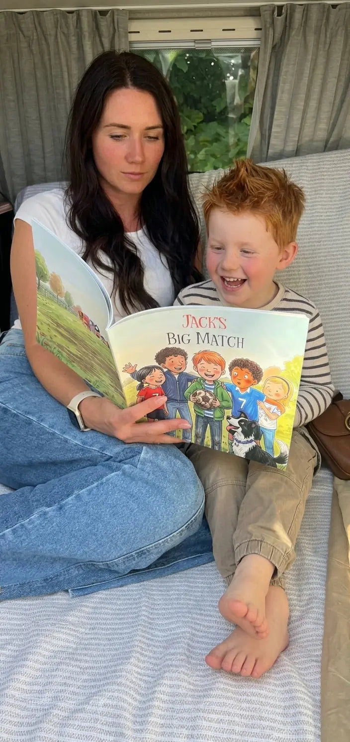 A parent and child reading a GoGoFable book together