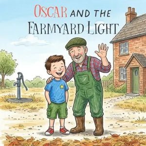 Oscar and the Farmyard Light — a personalised children's book for Oscar, aged 4, about he's very scared of the dark, and gets upset if someone turns the light off while he's in the room.
